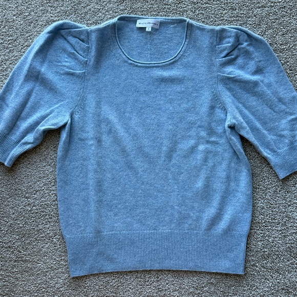 White & Warren Light Blue Knit Sweater, Small - Picture 1 of 8